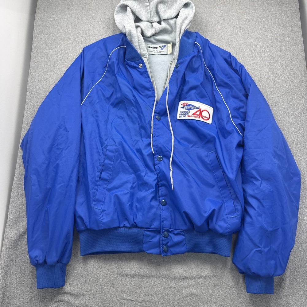 Vintage Styrofoam Brand Company Jacket Large  Swingster Blue Factory Work